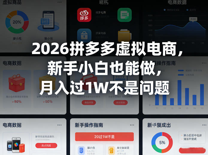 2026拼多多虚拟电商,新手小白也能做,月入过1W不是问题-领学通