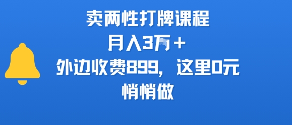 卖两性打牌课程，月入3W+外边收费899的课程，这里0元，悄悄做-领学通