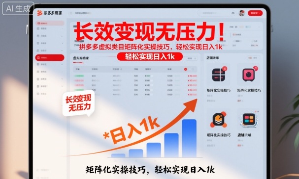 长效变现无压力!拼多多虚拟类目矩阵化实操技巧,轻松实现日入1k【揭秘】-领学通
