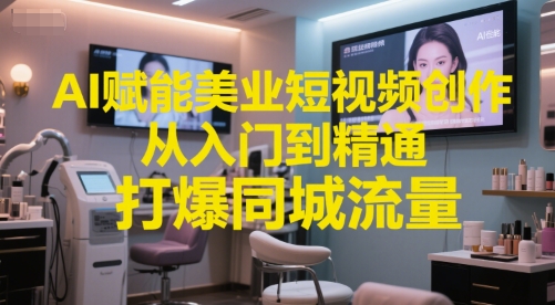 AI赋能美业短视频创作，从入门到精通，打爆同城流量，超级AI工具短视频实操落地-领学通