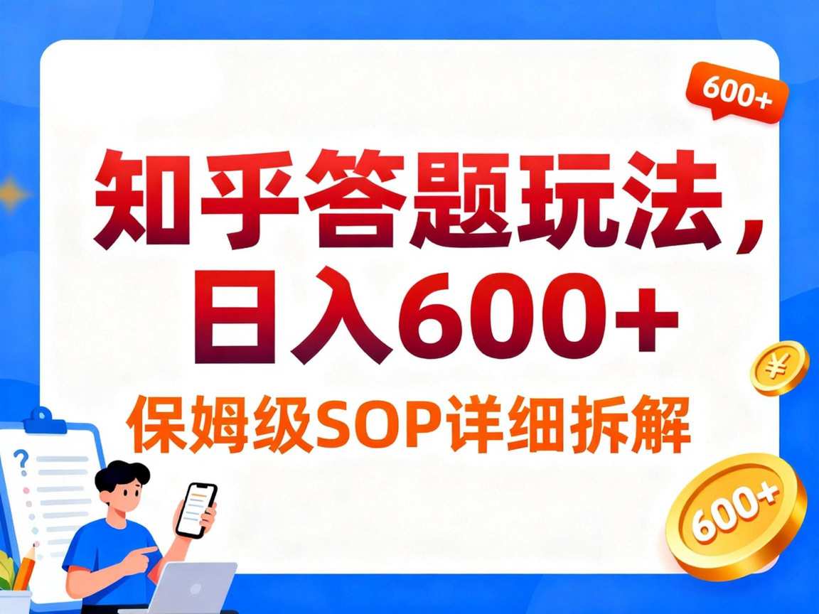 知乎答题玩法,日入6张,保姆级SOP详细拆解-领学通