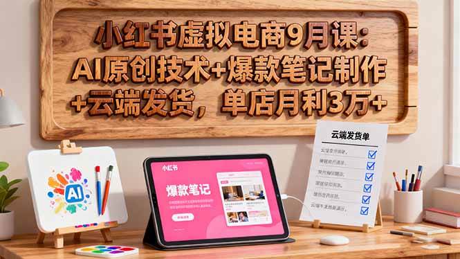 (16287期)小红书虚拟电商9月课:AI原创技术+爆款笔记制作+云端发货,单店月利3万+-领学通
