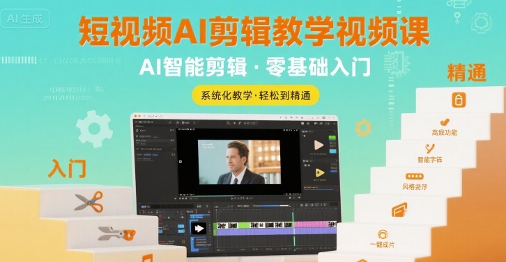 短视频AI剪辑教学视频课，入门到精通-领学通