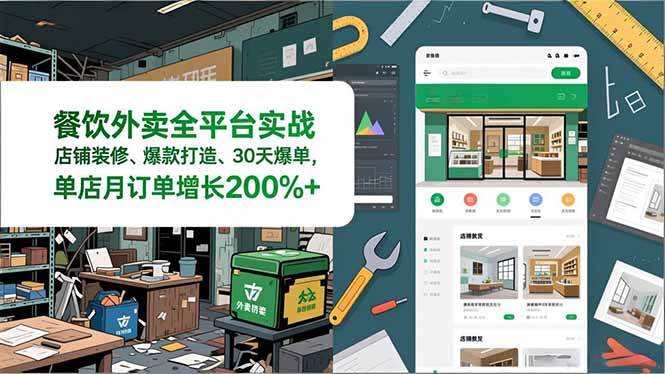 （16978期）餐饮外卖全平台实战，店铺装修、爆款打造、30天爆单，手把手教学，单店月订单增长200%+-领学通