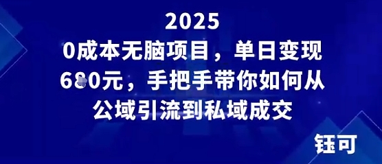 0成本无脑项目,单日变现多张,手把手带你如何从公域引流到私域成交-领学通