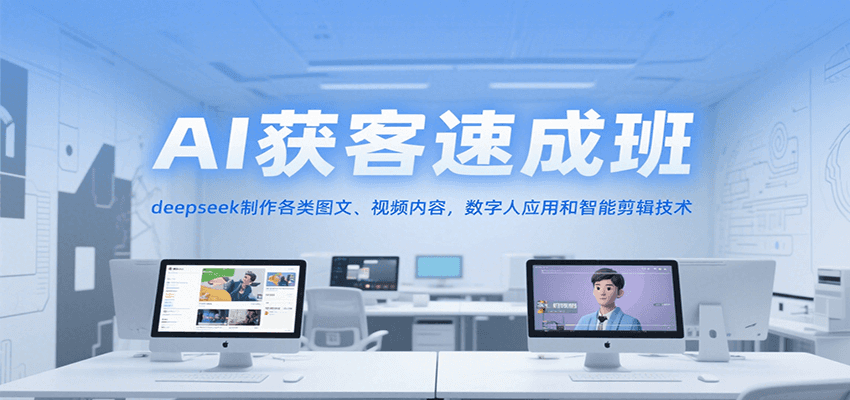 AI获客速成班，deepseek制作各类图文、视频内容，数字人应用和智能剪辑技术-领学通