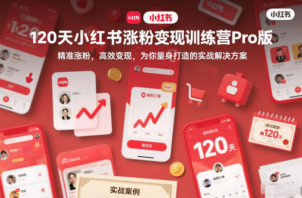 120天小红书涨粉变现训练营Pro版,精准涨粉,高效变现,为你量身打造的实战解决方案-领学通