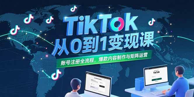 （15346期）TikTok从0到1变现课，账号注册全流程，爆款内容制作与矩阵运营-领学通