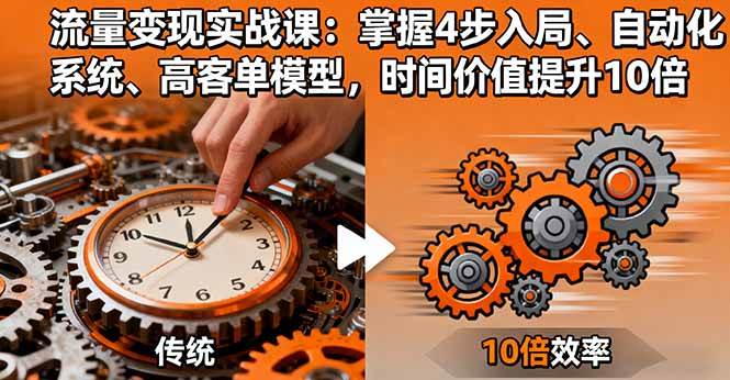 (16197期)流量变现实战课:掌握4步入局、自动化系统、高客单模型,时间价值提升10倍-领学通