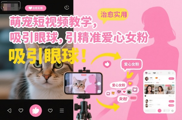 萌宠短视频教学，吸引眼球，引精准爱心女粉-领学通
