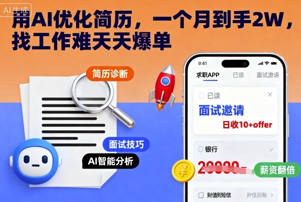 用AI优化简历,一个月到手2W,找工作难天天爆单-领学通