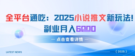 全平台通吃：2025小说推文新玩法，副业月入6k-领学通