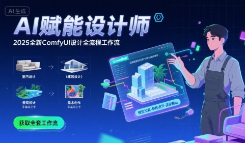 AI赋能设计师， 2025全新comfyui设计全流程工作流 ，室内-建筑-景观-美术，零基础直接上手-领学通