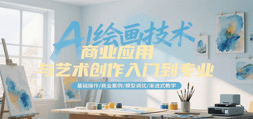 AI绘画技术商业应用与艺术创作入门到专业，基础操作/商业案例/模型调优/渐进式教学-领学通