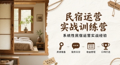 民宿运营实战训练营，系统性民宿运营实战经验-领学通