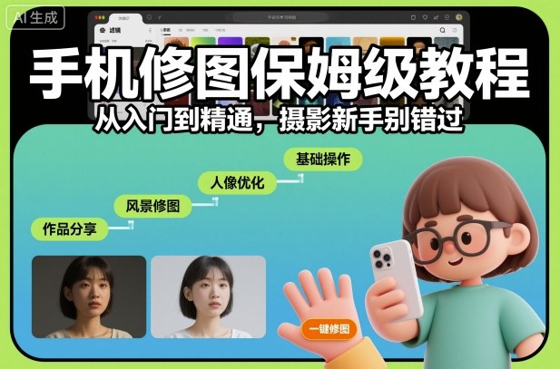 手机修图保姆级教程,从入门到精通,摄影新手别错过-领学通