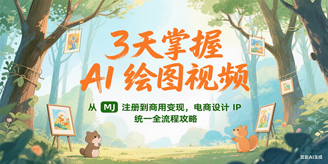 3天掌握AI绘图视频，从MJ 注册到商用变现，电商设计IP统一全流程攻略-领学通