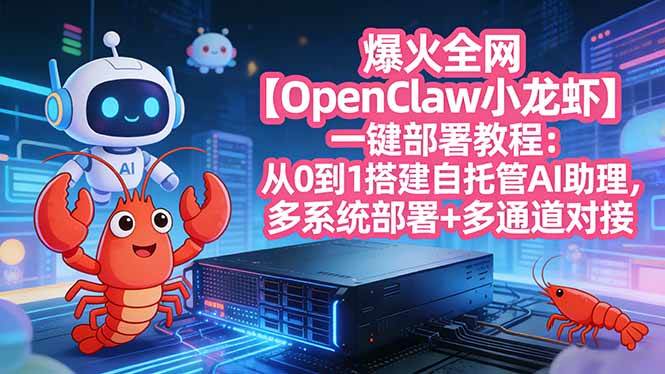 （17612期）爆火全网【OpenClaw 小龙虾】一键部署教程：从0到1搭建自托管AI助理，多系统部署+多通道对接-领学通