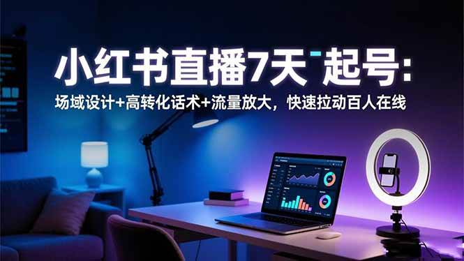 (16537期)小红书直播7天起号:场域设计+高转化话术+流量放大,快速拉动百人在线-领学通