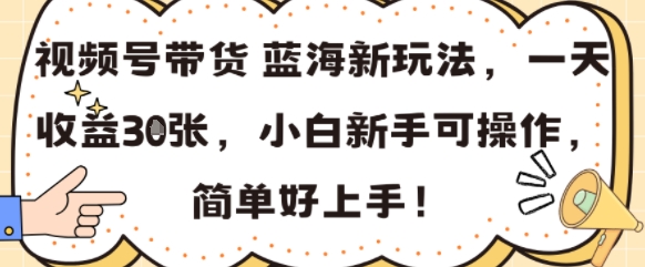 视频号带货蓝海新玩法，一天收益3张，小白新手可操作，简单好上手!-领学通