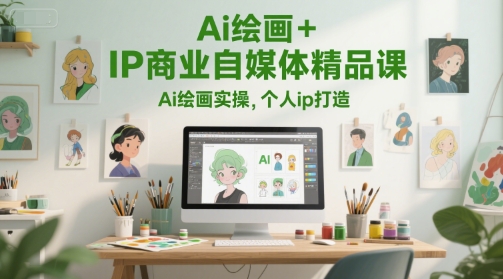Ai绘画+IP商业自媒体精品课，Ai绘画实操，个人ip打造-领学通