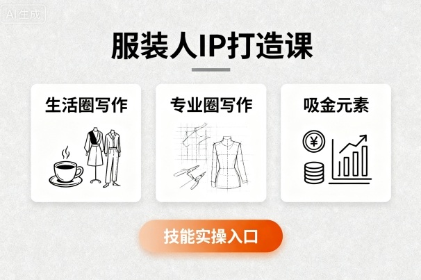 服装人IP打造课，文案创富+生活圈写作+专业圈写作+服装人专属+吸金元素+技能实操-领学通
