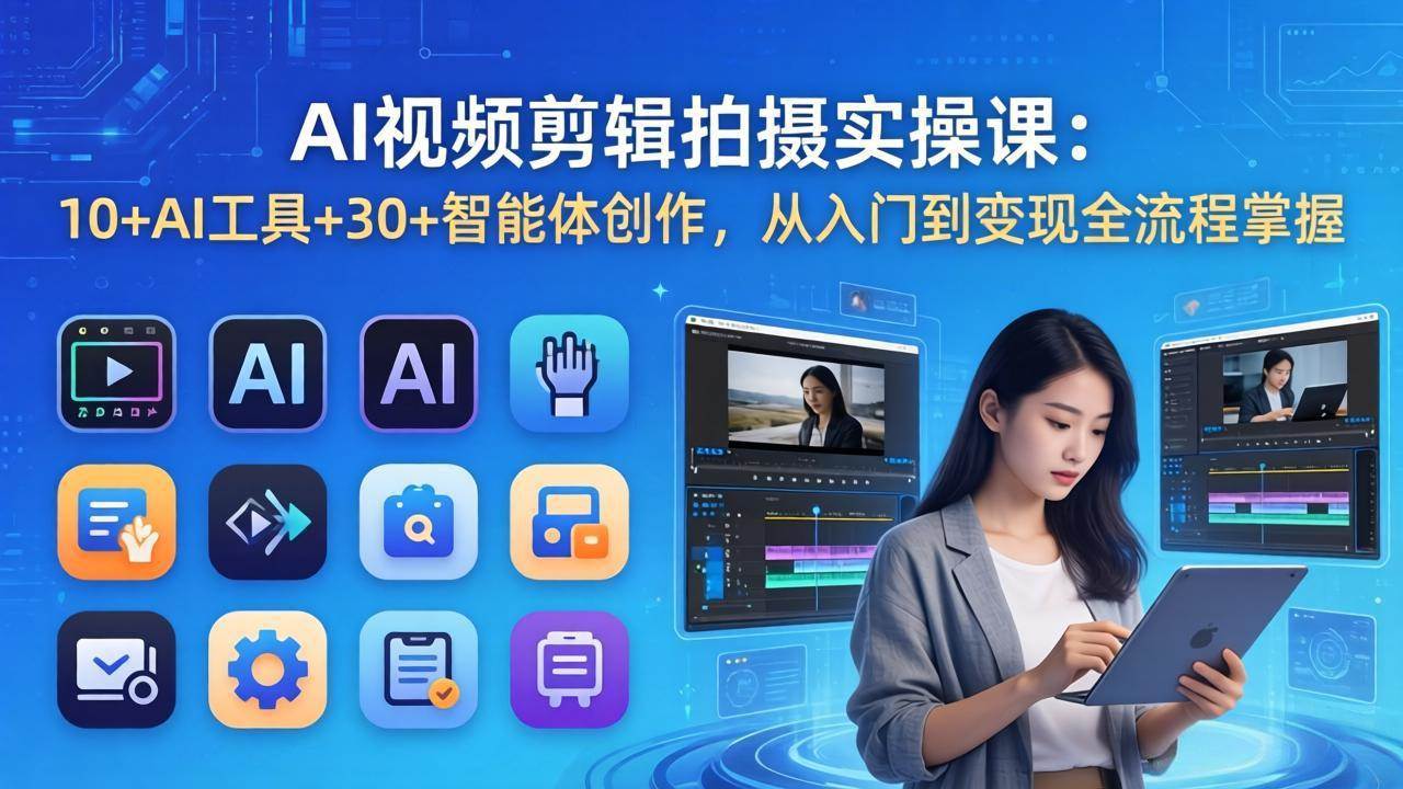 (17818期)AI 视频剪辑拍摄实操课:10+AI工具+30+智能体创作,从入门到变现全流程掌握-领学通