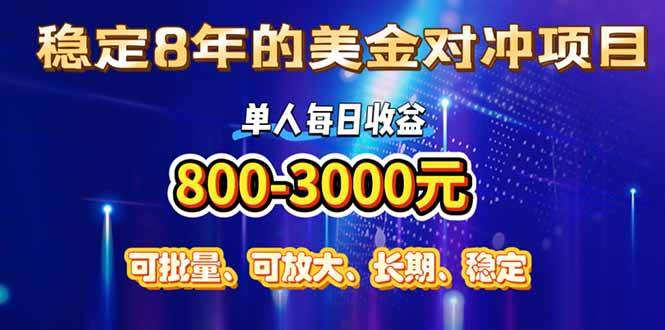 （15782期）稳定8年的美金对冲创业项目，单人每日收益800-3000，小众暴力项目-领学通