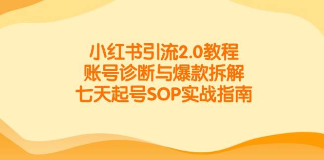 （14981期）小红书引流2.0教程，账号诊断与爆款拆解，七天起号SOP实战指南-领学通