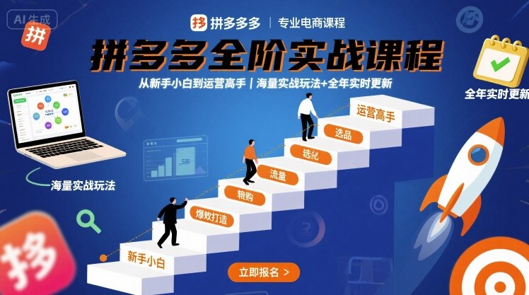 拼多多全阶实战课程,从新手小白到运营高手,海量实战玩法+全年实时更新【2025年10月更新】-领学通