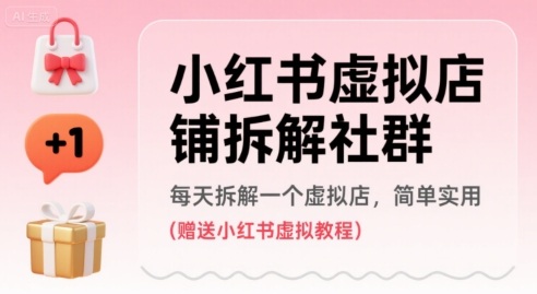 小红书虚拟店铺拆解社群，每天拆解一个虚拟店，简单实用(赠送小红书虚拟教程)-领学通