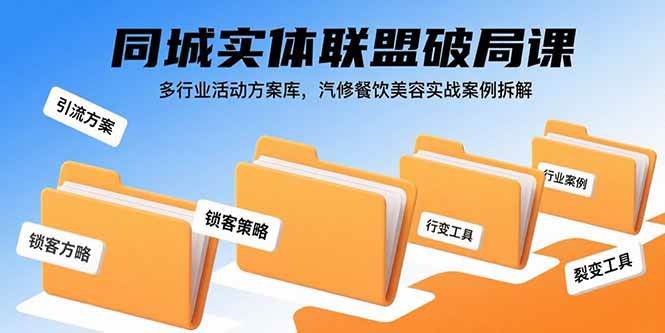 （15833期）同城实体联盟破局课，多行业活动方案库，汽修餐饮美容实战案例拆解-领学通