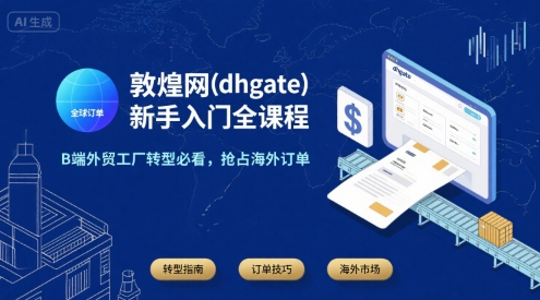 敦煌网(dhgate)新手入门全课程，B端外贸工厂转型必看，抢占海外订单-领学通