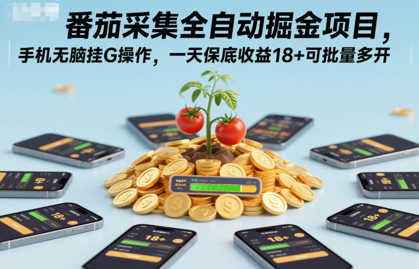 番茄采集全自动掘金项目,手机无脑挂G操作,一天保底收益18+可批量多开【揭秘】-领学通