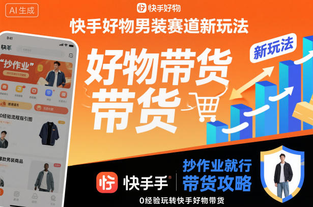 快手好物男装赛道新玩法,抄作业就行,0经验玩转快手好物带货-领学通
