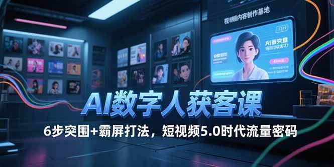 （15247期）AI数字人获客课，6步突围+霸屏打法，短视频5.0时代流量密码-领学通