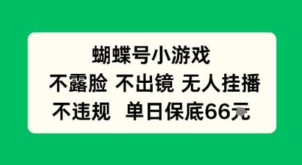 蝴蝶号小游戏，不露脸不出境 无人挂播，不违规 单日保底66米-领学通