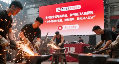 支付宝生活号新玩法，制作锻刀大赛视频，挣分成计划收益，操作简单，轻松月入过W-领学通