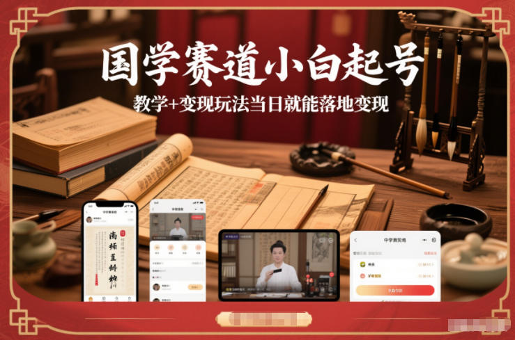国学赛道小白起号教学+变现玩法当日就能落地变现-领学通