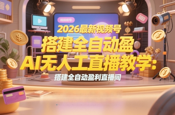 2026最新视频号AI无人直播教学:搭建全自动盈利直播间,低成本开启副业变现-领学通