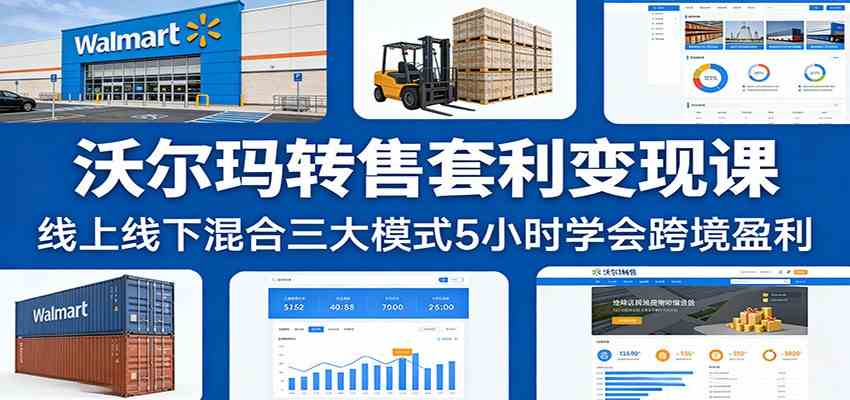 沃尔玛转售套利变现课:线上线下混合三大模式5小时学会跨境盈利-领学通