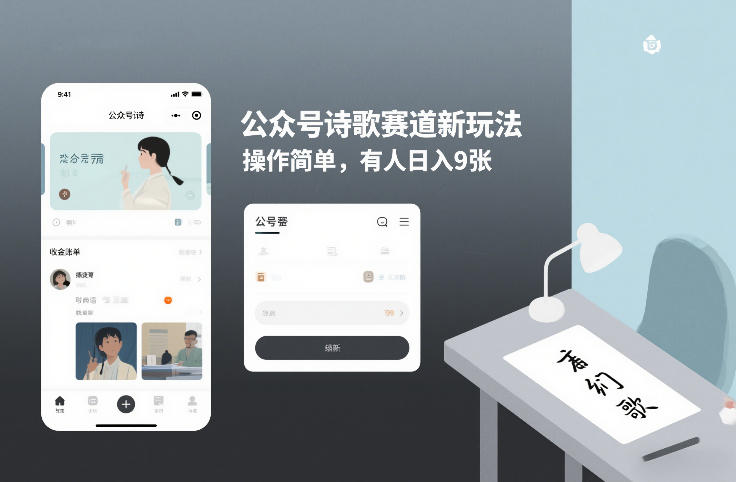 公众号诗歌赛道新玩法，操作简单，有人日入9张-领学通