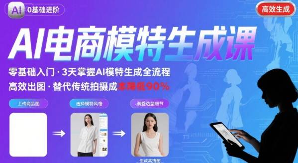 AI模特进阶课程，0基础高效生成逼真电商模特图-领学通