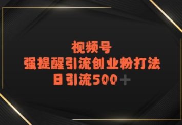 视频号强提醒引流，日引流500+精准创业粉？-领学通