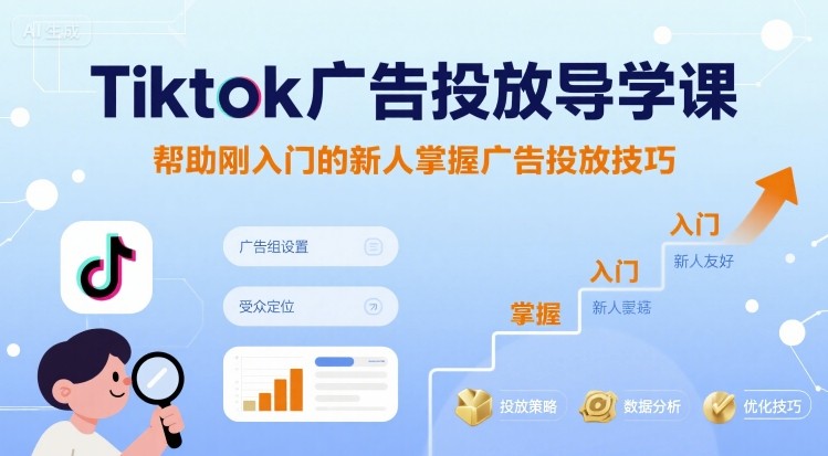 Tiktok广告投放导学课，帮助刚入门的新人掌握广告投放技巧-领学通