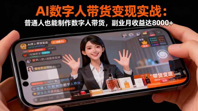 (16377期)AI数字人带货变现实战:普通人也能制作数字人带货,副业月收益达8000+-领学通