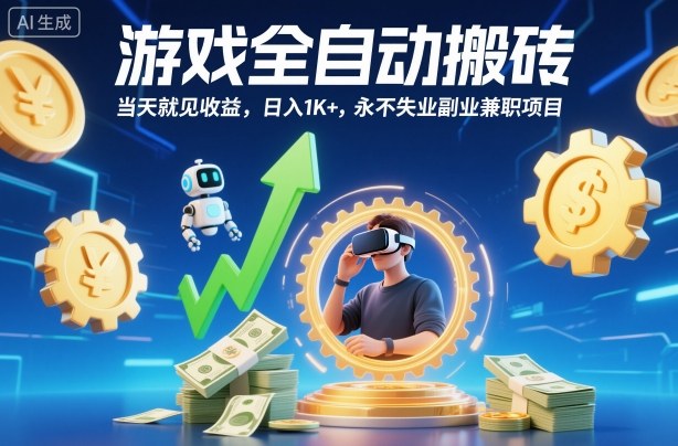 游戏全自动搬砖,当天就见收益,日入1K+,永不失业副业兼职项目【揭秘】-领学通