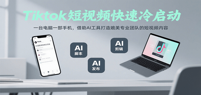 Tiktok短视频快速冷启动，一台电脑一部手机，借助AI工具打造媲美专业团队的短视频内容-领学通