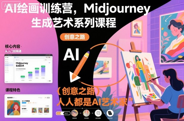 AI绘画训练营,Midjourney生成艺术系列课程,人人都是AI艺术家-领学通