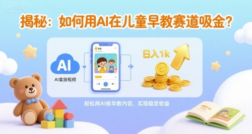 揭秘：如何用AI在儿童早教赛道吸金?一键生成视频，日入1k不是梦-领学通
